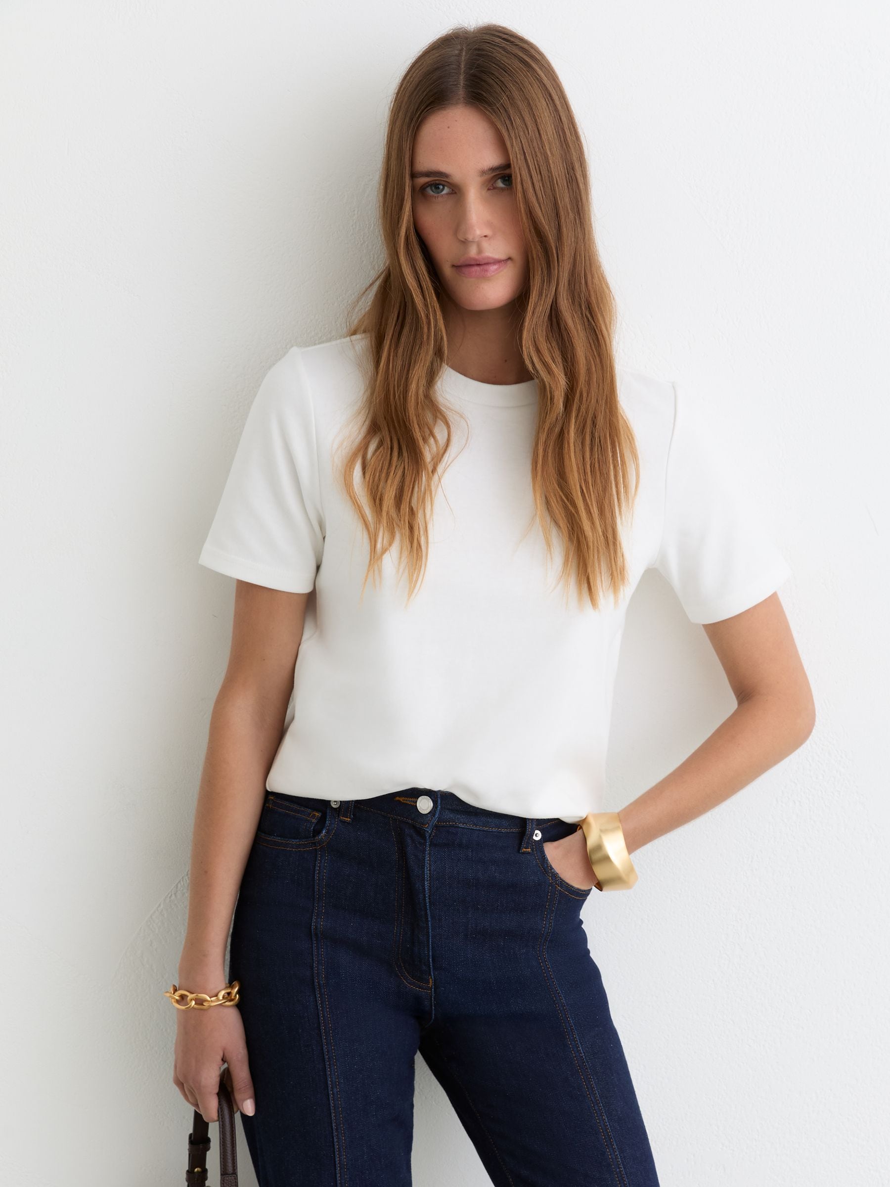 Buy Reiss White Josie Stretch-Cotton Ribbed-Neck T-Shirt from Next USA