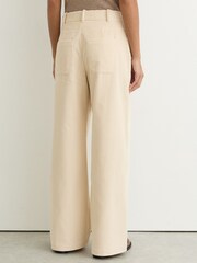 Reiss Cream Stanton Cotton Corduroy Wide-Leg Trousers - Image 5 of 6