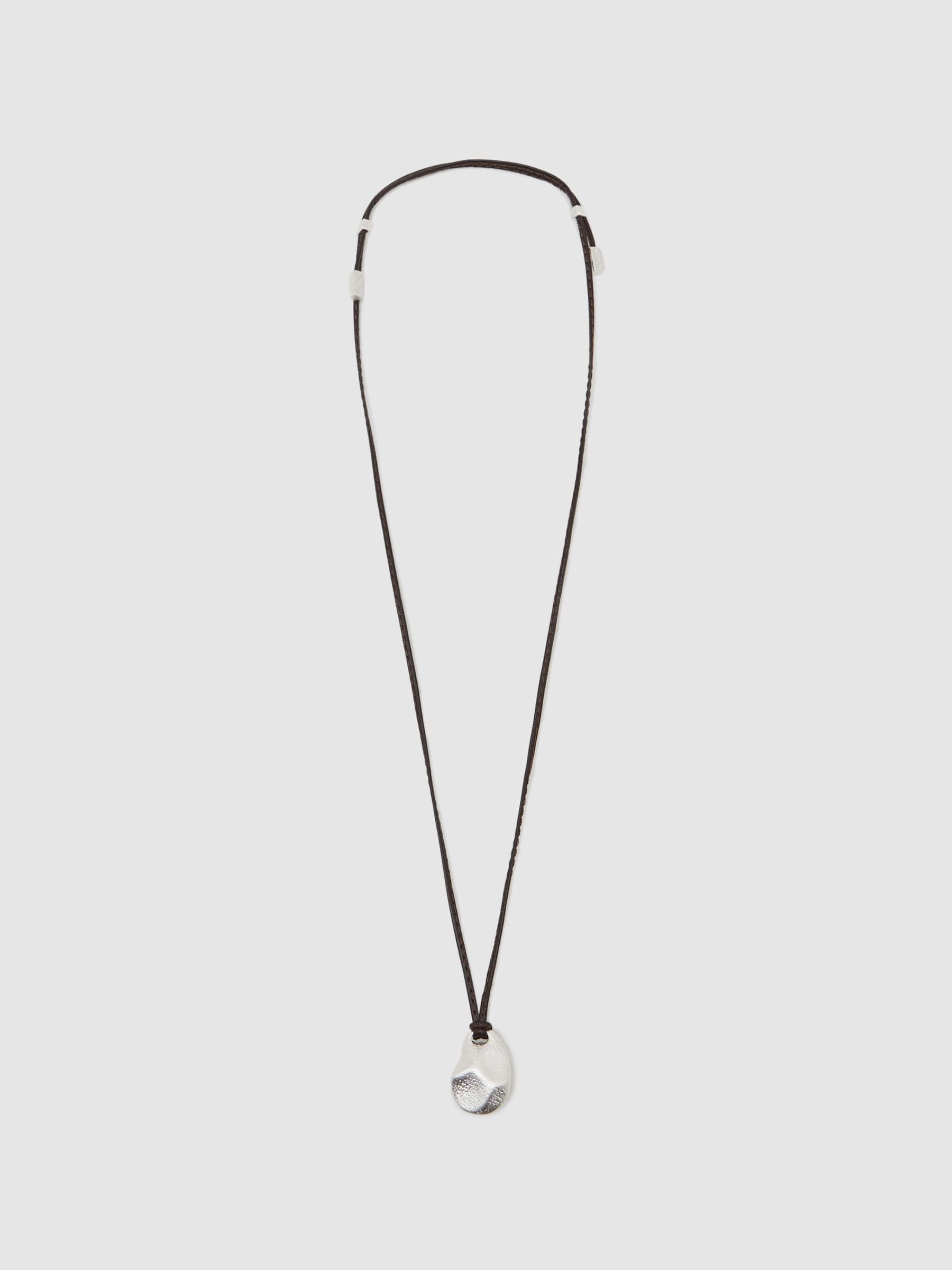 Reiss Silver Tone Opal Small Cord Pendant Necklace