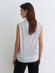 Reiss Grey Marl Honey Wool Funnel-Neck Sleeveless Knit Top - Image 5 of 6