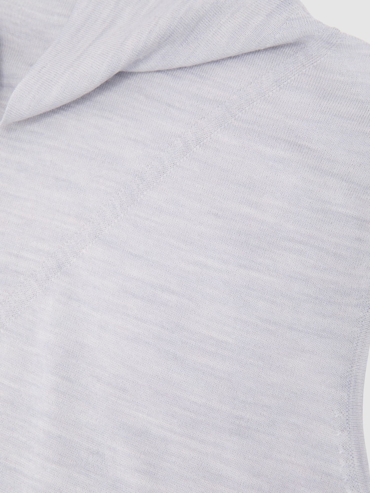 Reiss Grey Marl Honey Wool Funnel-Neck Sleeveless Knit Top - Image 6 of 6