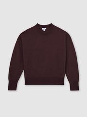 Reiss Burgundy Misha Brushed Cashmere Crew Neck Jumper - Image 2 of 6