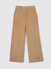 Reiss Camel Stanton Petite Cotton Corduroy Wide-Leg Trousers - Image 2 of 8