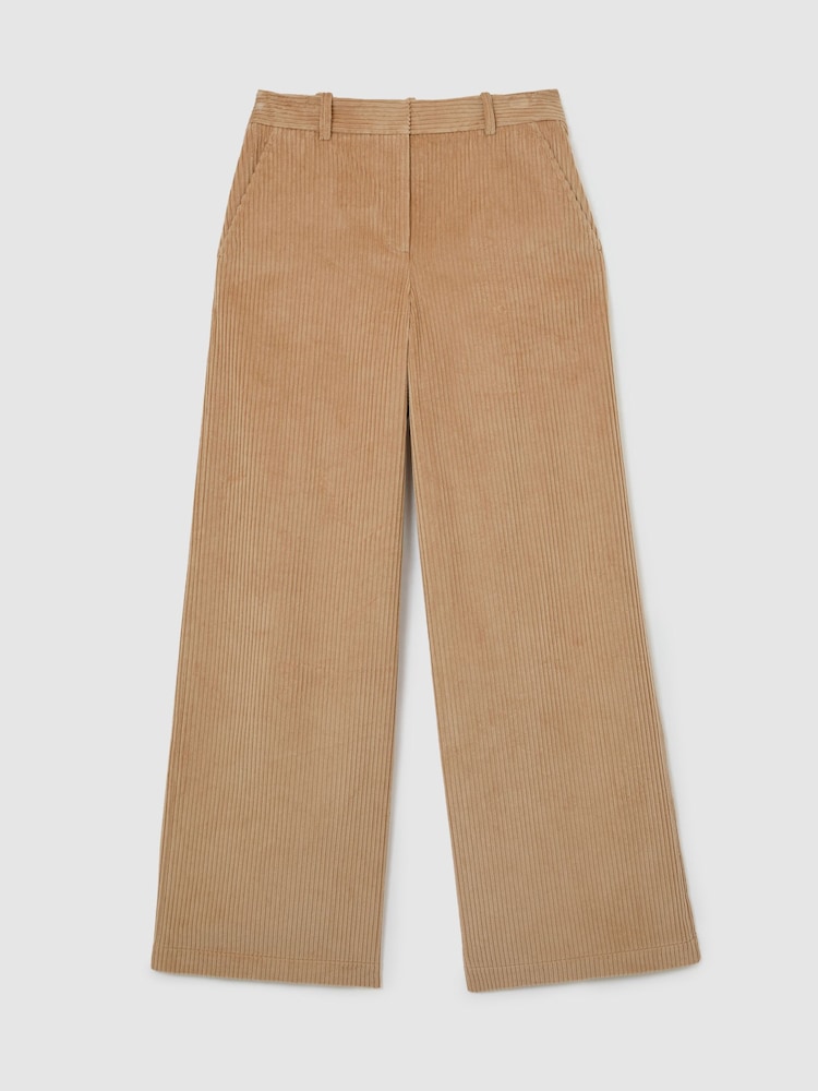 Reiss Camel Stanton Petite Cotton Corduroy Wide-Leg Trousers - Image 2 of 8 Reiss Camel Stanton Petite Cotton Corduroy Wide-Leg Trousers - Image 2 of 8