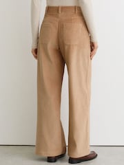 Reiss Camel Stanton Petite Cotton Corduroy Wide-Leg Trousers - Image 5 of 8