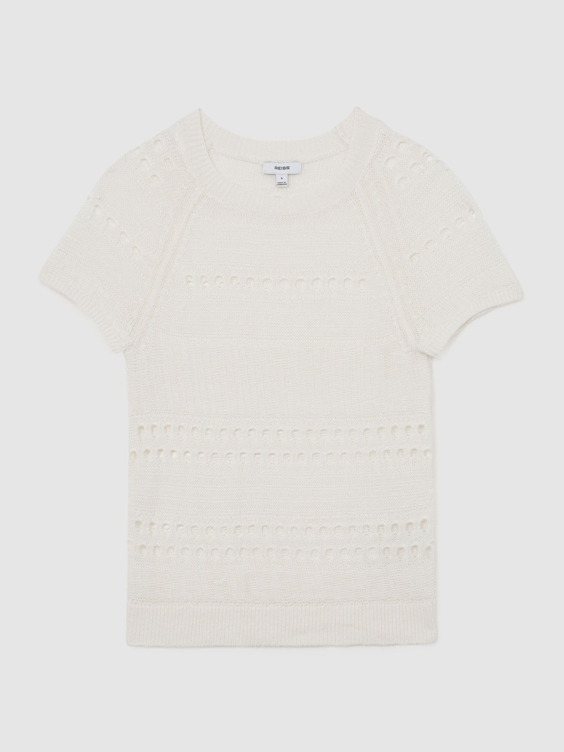 Buy Reiss White Chloe Linen Textured-Knit Top from the Next UK