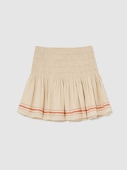 Reiss Neutral Catie Cotton-Blend Shirred Mini Skirt - Image 2 of 5
