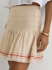 Reiss Neutral Catie Cotton-Blend Shirred Mini Skirt - Image 3 of 5