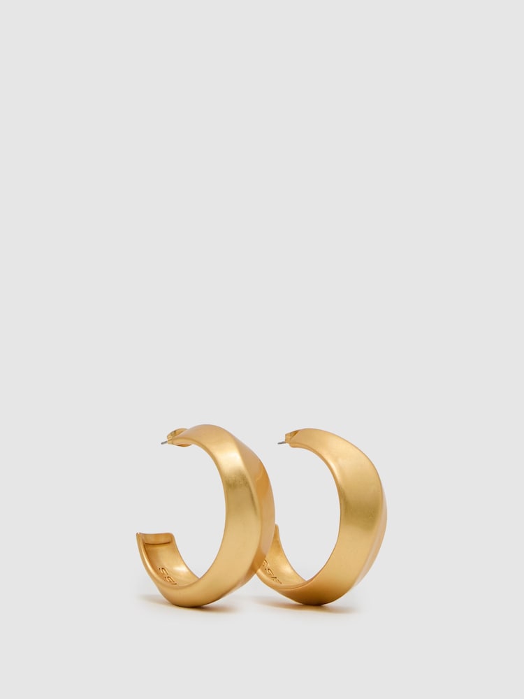 Reiss Gold Tara Twist Hoop Earrings - Image 1 of 4