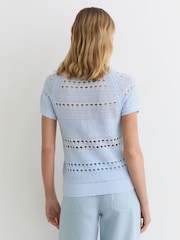 Reiss Light Blue Chloe Linen Textured-Knit Top - Image 5 of 6