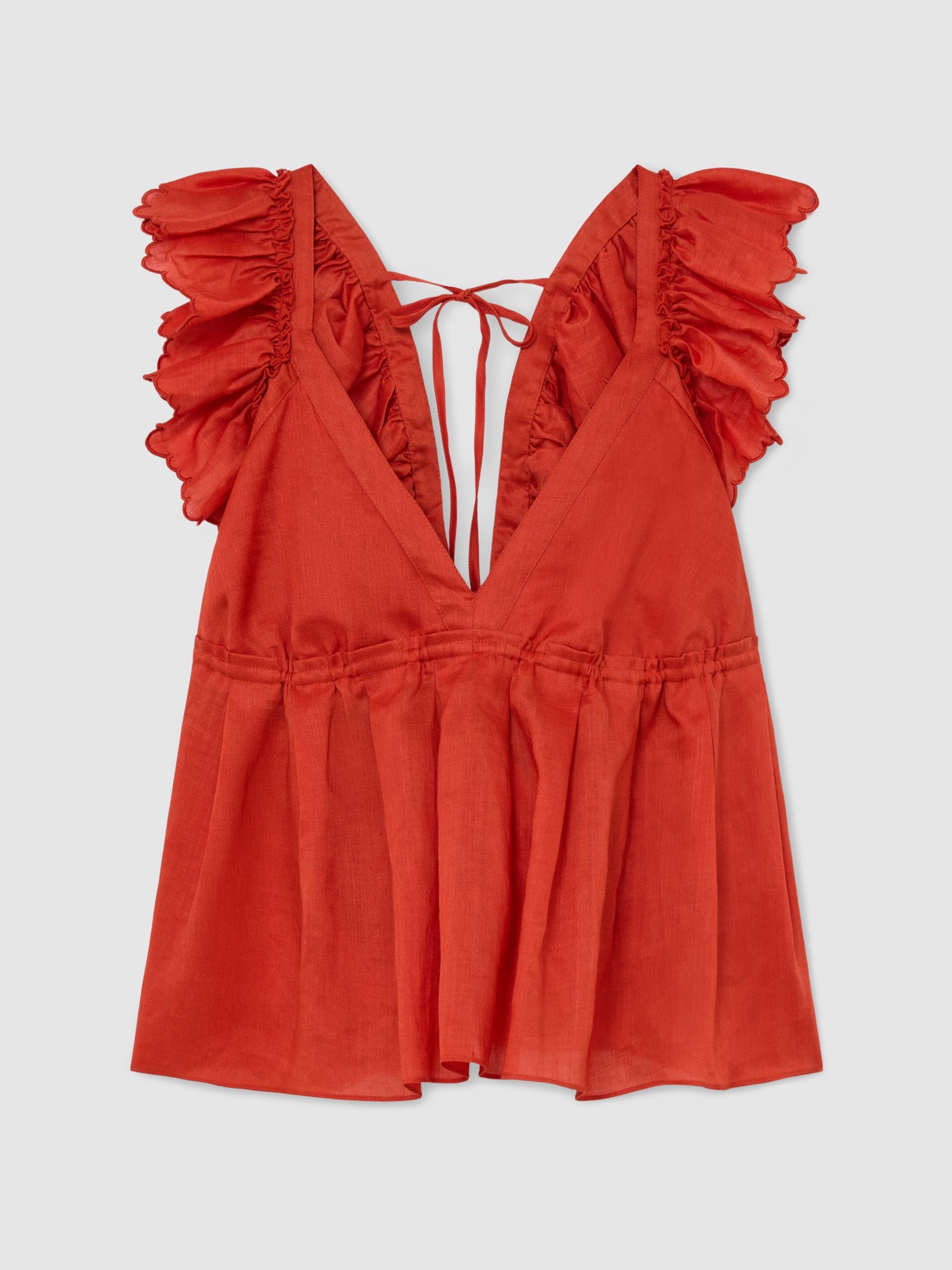 Buy Reiss Orange Brook Ruffle Trim Side-Tie Babydoll Top from Next USA