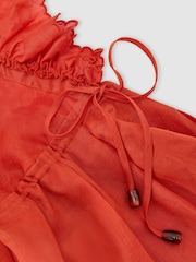 Reiss Orange Brook Ruffle Trim Side-Tie Babydoll Top - Image 6 of 6