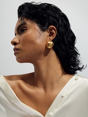 Reiss Gold Tiara Contoured Ball Earrings - Image 1 of 4