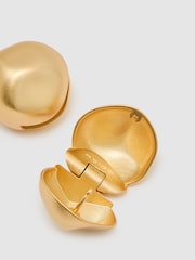 Reiss Gold Tiara Contoured Ball Earrings - Image 3 of 4