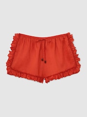 Reiss Orange Brook Ruffle-Trim Drawstring Shorts - Image 2 of 6