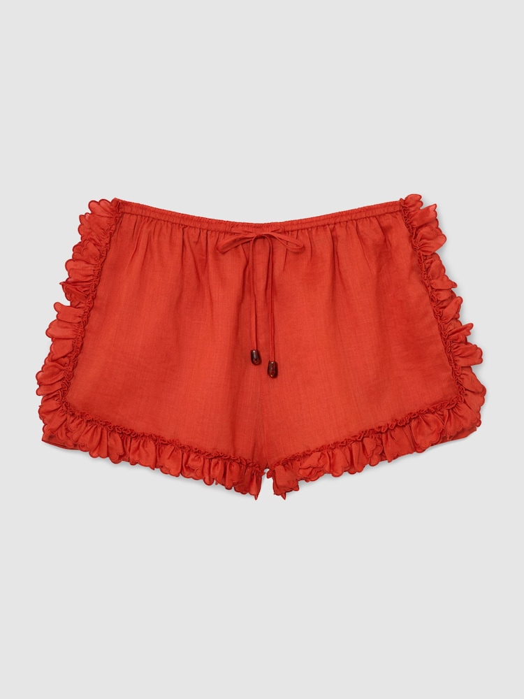 Reiss Orange Brook Ruffle-Trim Drawstring Shorts - Image 2 of 6