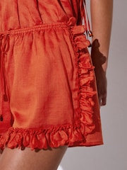 Reiss Orange Brook Ruffle-Trim Drawstring Shorts - Image 4 of 6