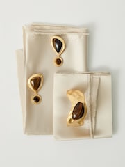 Reiss Gold Tori Tumbled Stone Drop Earrings - Image 2 of 5
