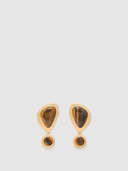 Reiss Gold Tori Tumbled Stone Drop Earrings - Image 3 of 5