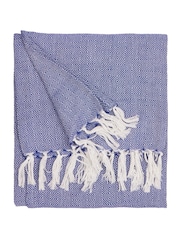 Furn Cobalt Dessa Woven Indoor Outdoor Throw - Image 2 of 3