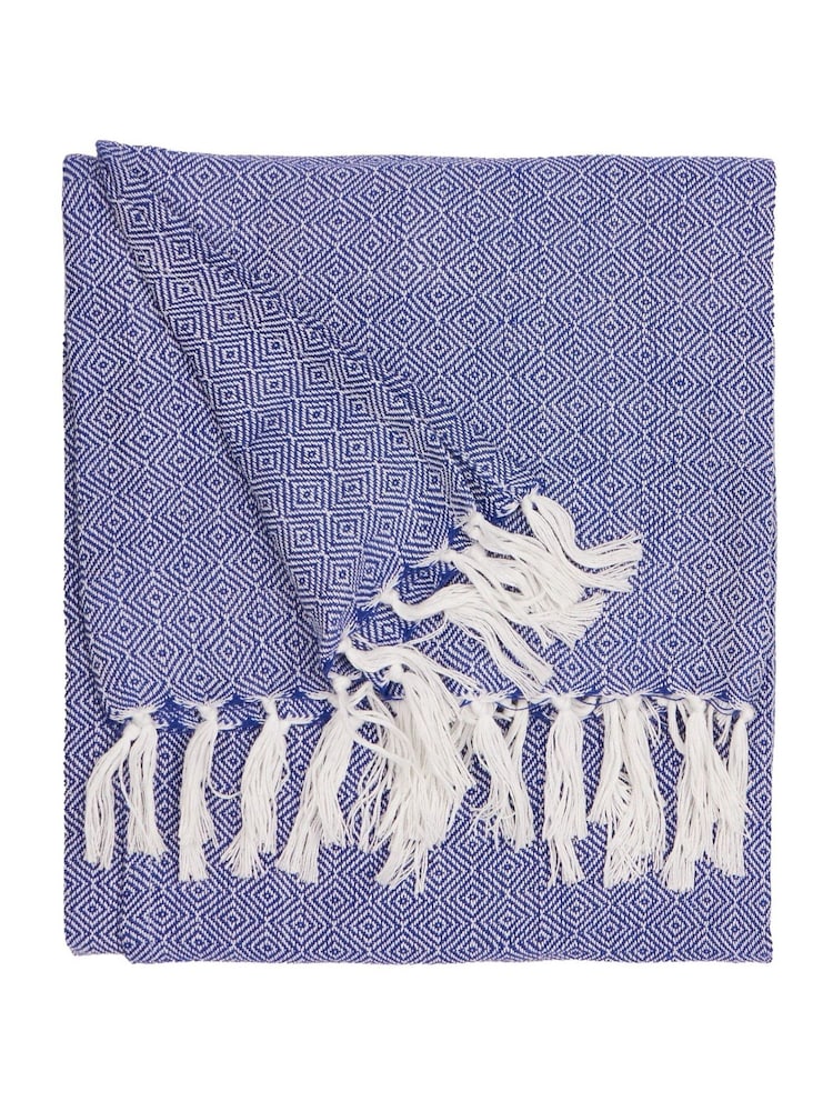 Furn Cobalt Dessa Woven Indoor Outdoor Throw - Image 2 of 3
