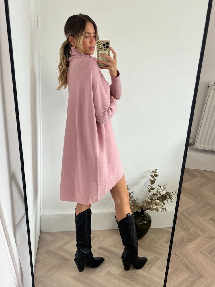 Style Cheat Blush Pink Longer Length Hope Knitted Jumper - Image 2 of 4