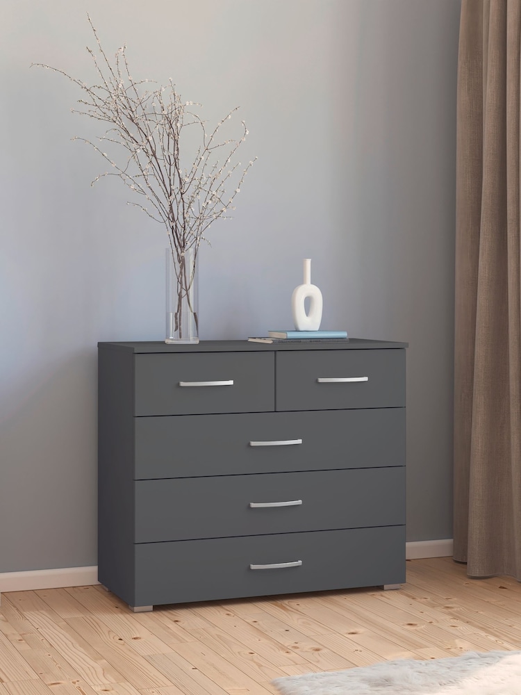Rauch Metallic grey Cameron 5 Drawer Chest - Image 1 of 2 Rauch Metallic grey Cameron 5 Drawer Chest - Image 1 of 2