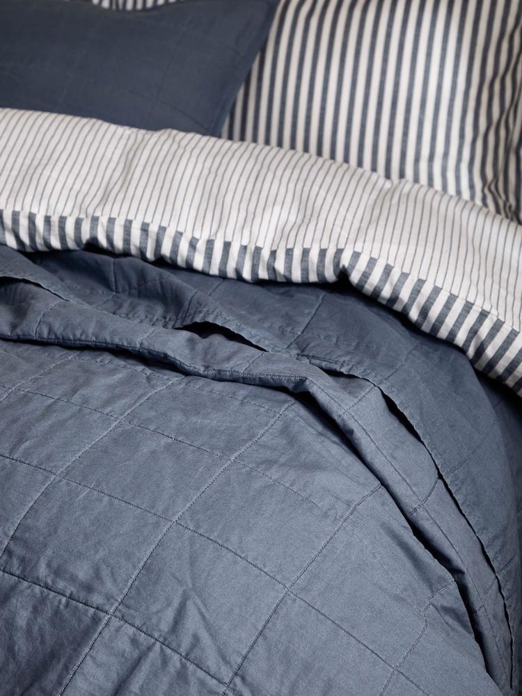Yard Denim Hebden Stonewashed Cotton Bedspread - Image 2 of 4 Yard Denim Hebden Stonewashed Cotton Bedspread - Image 2 of 4