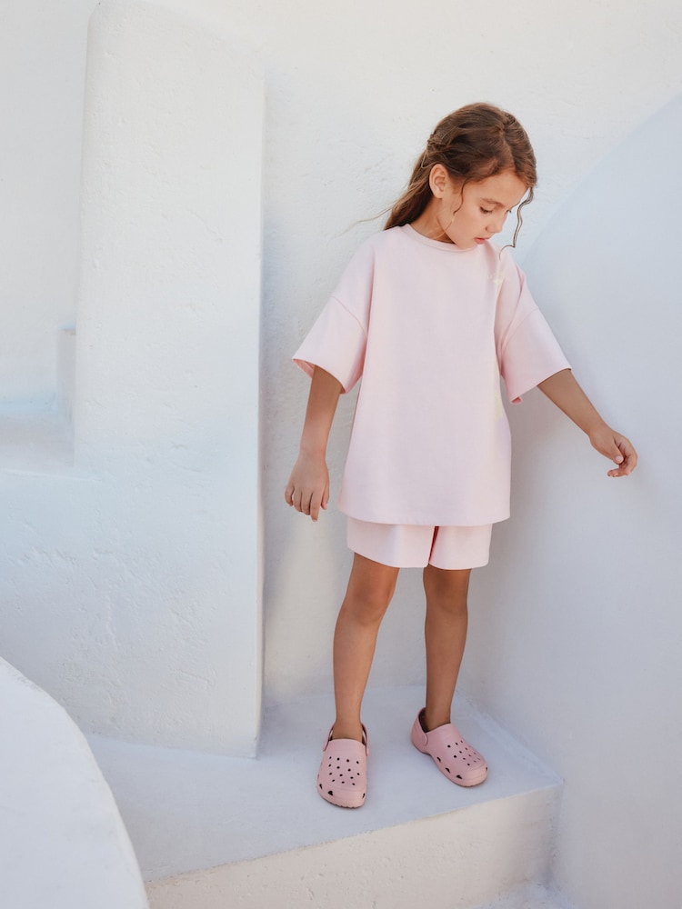 Pink/Yellow Palm - طقم من تيشِرت وشورت ثقيل الوزن (3 - 16 سنة) - صورة 2 من 9