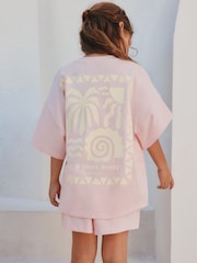 Pink/Yellow Palm - طقم من تيشِرت وشورت ثقيل الوزن (3 - 16 سنة) - صورة 3 من 9