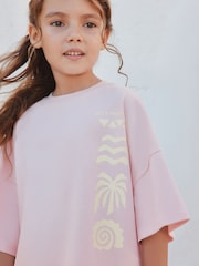 Pink/Yellow Palm - طقم من تيشِرت وشورت ثقيل الوزن (3 - 16 سنة) - صورة 4 من 9