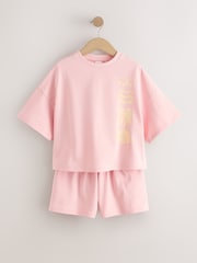 Pink/Yellow Palm - طقم من تيشِرت وشورت ثقيل الوزن (3 - 16 سنة) - صورة 5 من 9