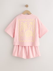 Pink/Yellow Palm - طقم من تيشِرت وشورت ثقيل الوزن (3 - 16 سنة) - صورة 6 من 9