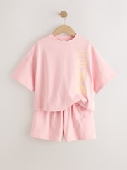 Pink/Yellow Palm - طقم من تيشِرت وشورت ثقيل الوزن (3 - 16 سنة) - صورة 7 من 9