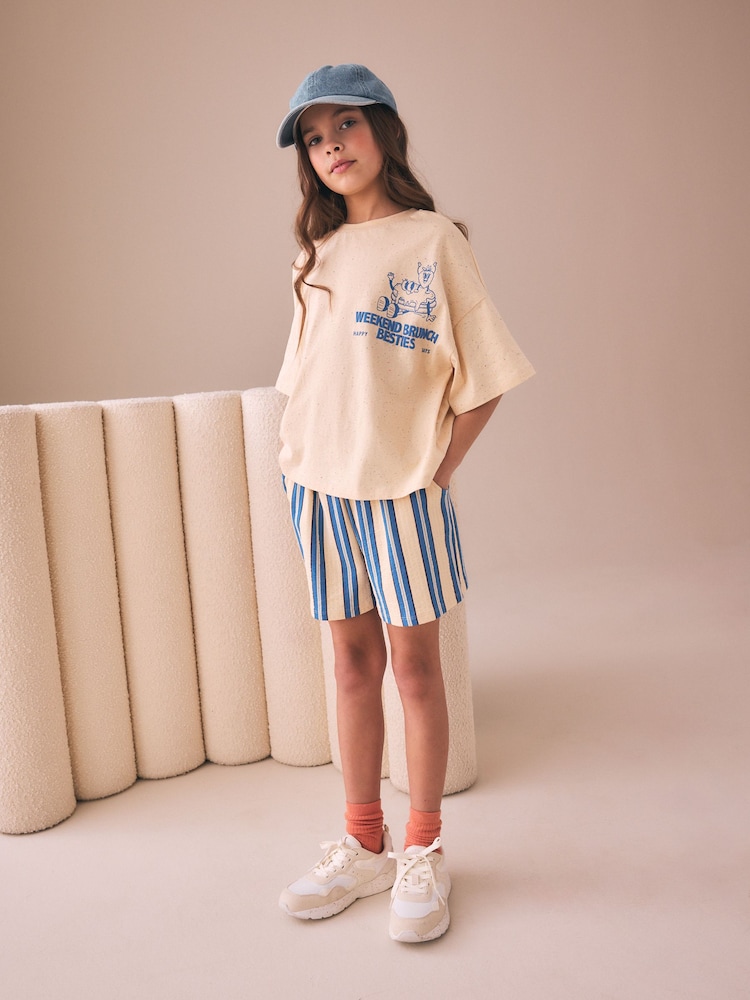 Yellow/Blue Breakfast Club - Conjunto de camiseta y pantalones cortos con textura (3-16 años) - Imagen 2 de 4