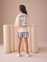 Yellow/Blue Breakfast Club - Conjunto de camiseta y pantalones cortos con textura (3-16 años) - Imagen 3 de 4