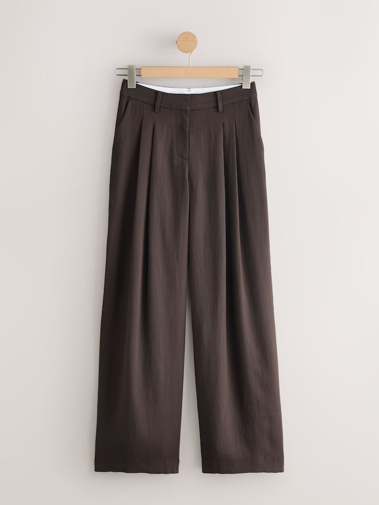 Chocolate Brown Crinkle Palazzo Trousers - Image 1 of 4