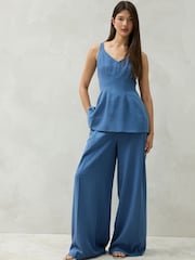 Blue Wide Leg Trousers - Image 1 of 9
