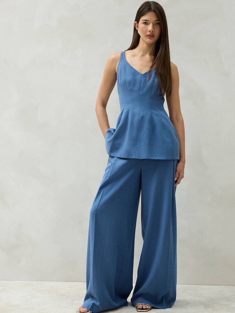 Blue Wide Leg Trousers - Image 1 of 9
