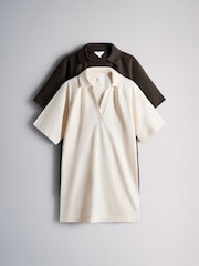 The Set 2 Pack Trophy Neck Lightweight Sweat Dress Chocolate Brown/Cream - Image 1 of 5