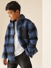 Blue Check Borg Fleece Shacket (3-16yrs) - Image 1 of 10