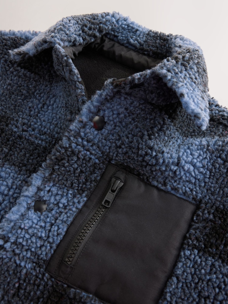 Blue Check Borg Fleece Shacket (3-16yrs) - Image 10 of 10