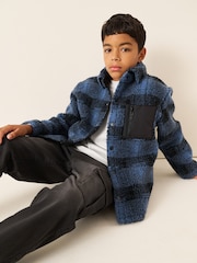 Blue Check Borg Fleece Shacket (3-16yrs) - Image 3 of 10