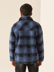 Blue Check Borg Fleece Shacket (3-16yrs) - Image 4 of 10