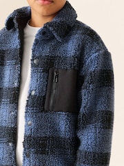 Blue Check Borg Fleece Shacket (3-16yrs) - Image 5 of 10