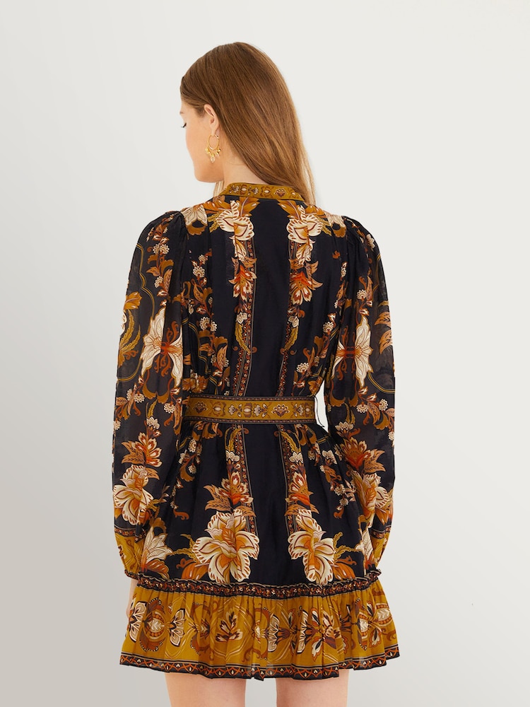 Farm Rio Black Majestic Garden Cotton Mini Dress - Image 2 of 5