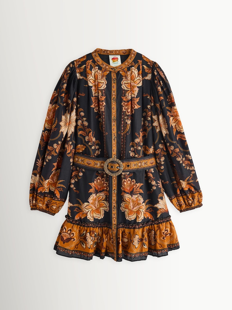 Farm Rio Black Majestic Garden Cotton Mini Dress - Image 5 of 5