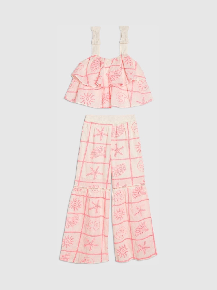 River Island Tiered Broderie Top & Flare Trouser Set - 4의 이미지 1