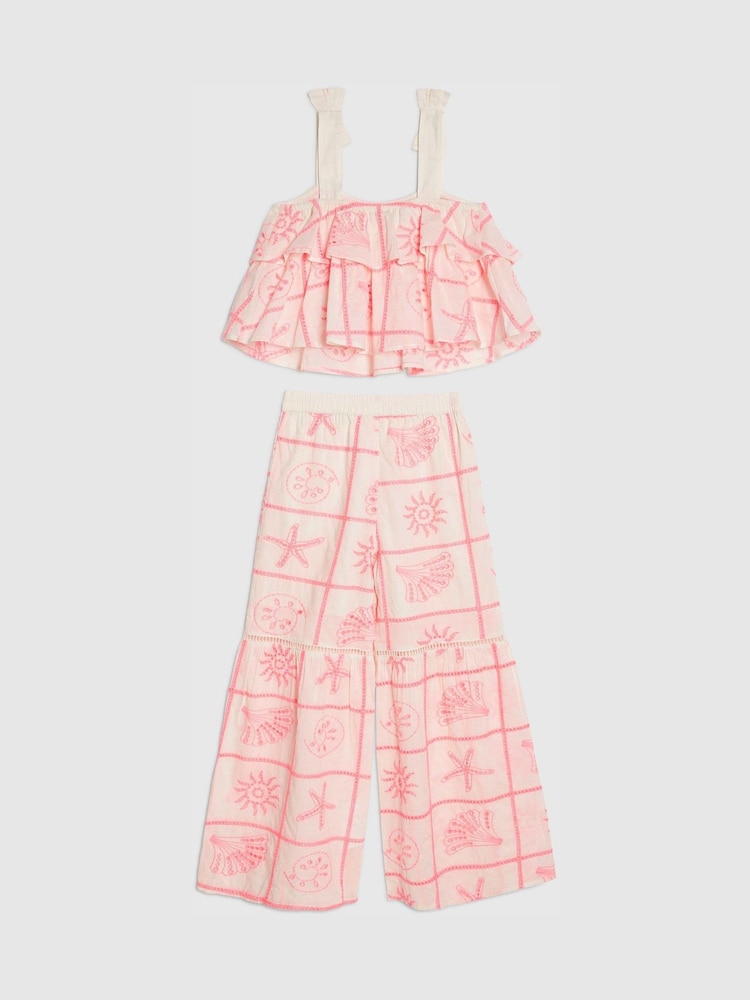 River Island Tiered Broderie Top & Flare Trouser Set - 4의 이미지 2