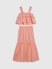 River Island Pink Tiered Broderie Top & Joggers Set - Image 2 of 4